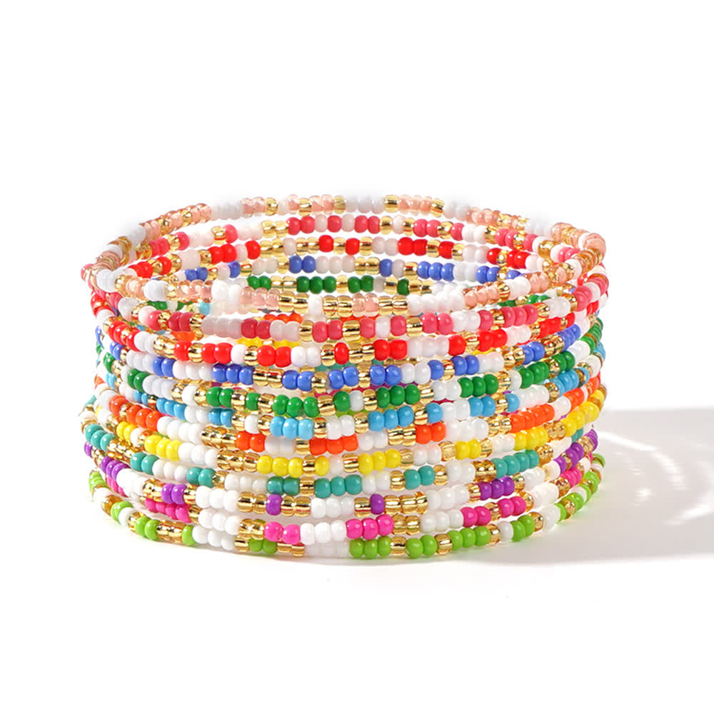 Olivenorma 12Pcs Colorful Rice Beads Bracelet Set