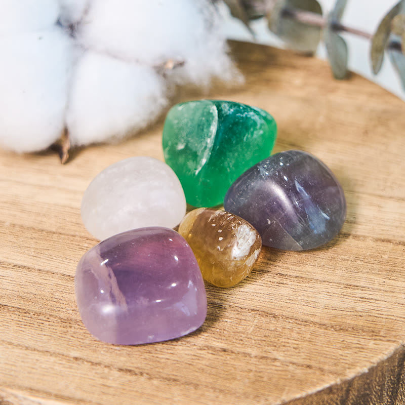 Olivenorma Genuine Raw Rainbow Fluorite Tumbled Stone