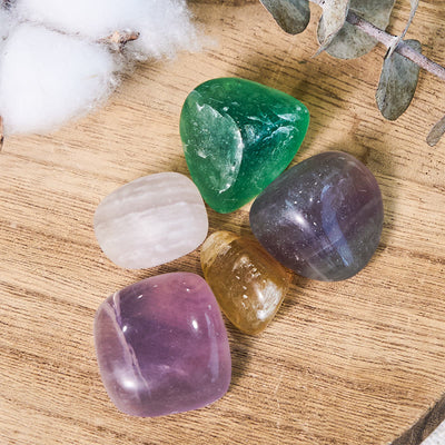 Olivenorma Genuine Raw Rainbow Fluorite Tumbled Stone