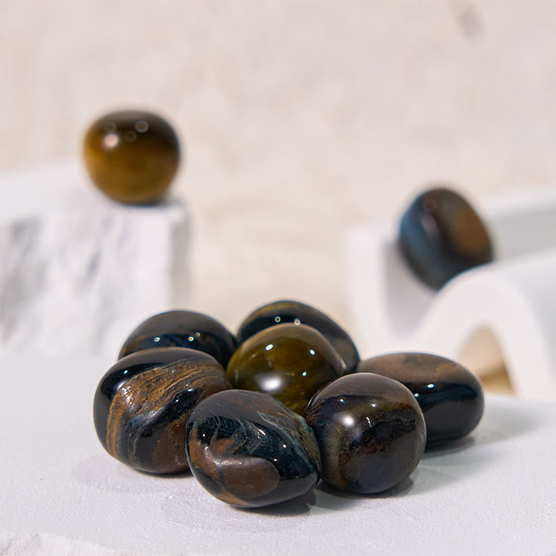 Olivenorma Natural Blue Tiger Eye Tumbled Healing Stone