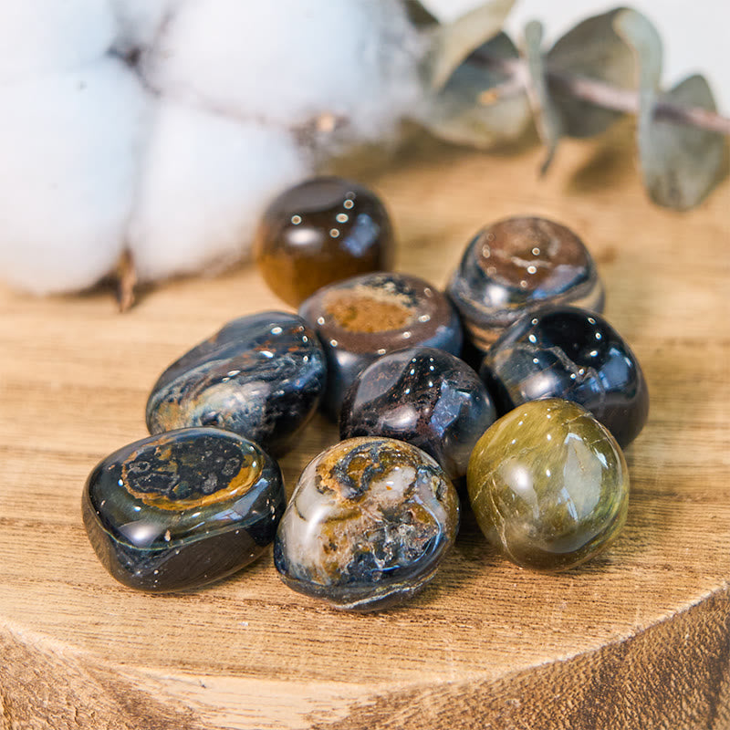 Olivenorma Natural Blue Tiger Eye Tumbled Healing Stone