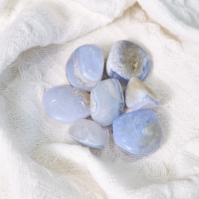 Olivenorma Blue Chalcedony Healing Crystals Tumbled Stone Set