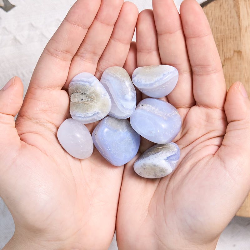 Olivenorma Blue Chalcedony Healing Crystals Tumbled Stone Set