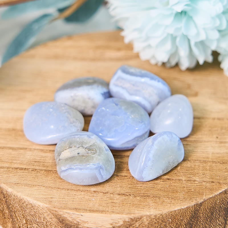 Olivenorma Blue Chalcedony Healing Crystals Tumbled Stone Set