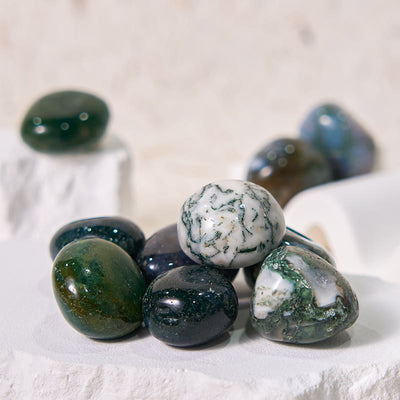 Olivenorma Real Natural Moss Agate Healing Tumbled Stone