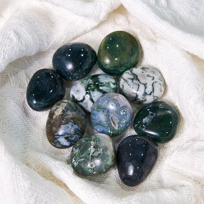 Olivenorma Real Natural Moss Agate Healing Tumbled Stone