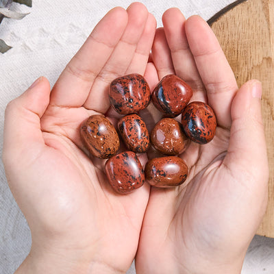 Olivenorma Natural Red Obsidian Tumbled Stone Set