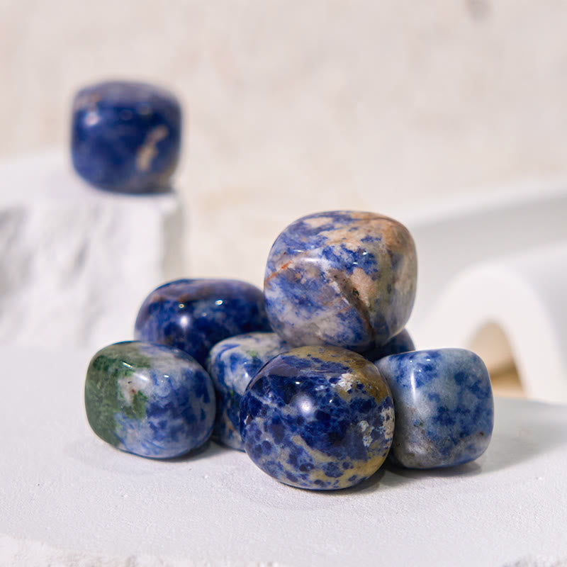 Olivenorma Natural Blue Spot Jasper Tumbled Stone Set