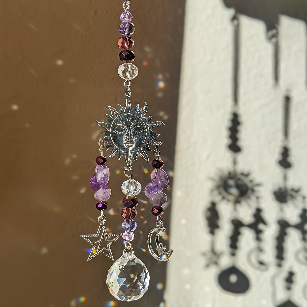 Olivenorma Moon Goddess Crystal Sun Catcher Wind Chimes