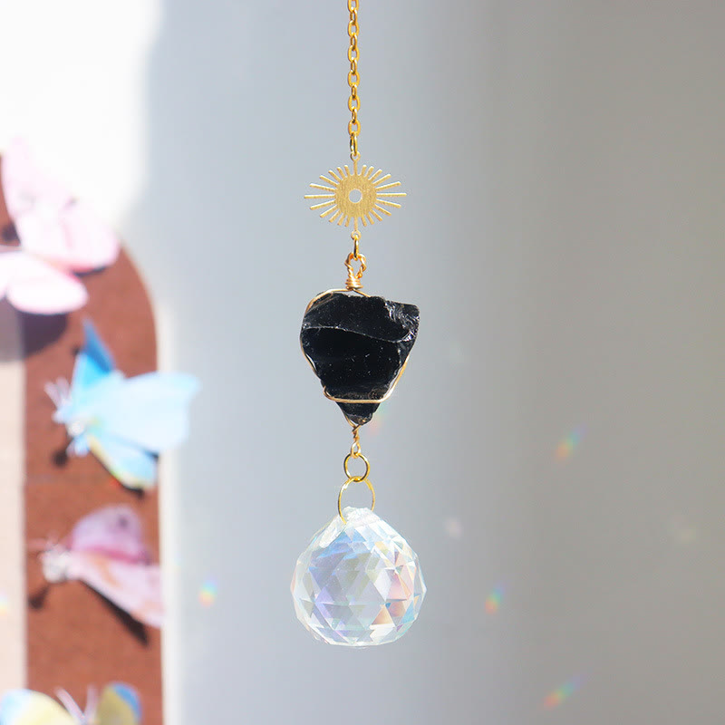 Olivenorma Healing Raw Stone Sun Catcher Hanging Ornament