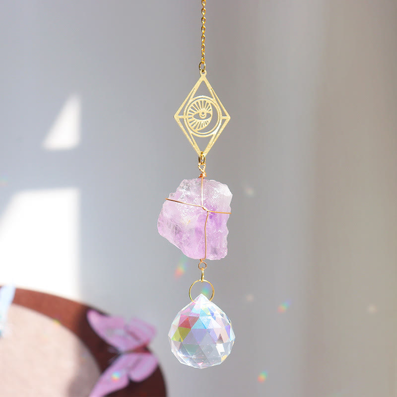 Olivenorma Healing Raw Stone Sun Catcher Hanging Ornament