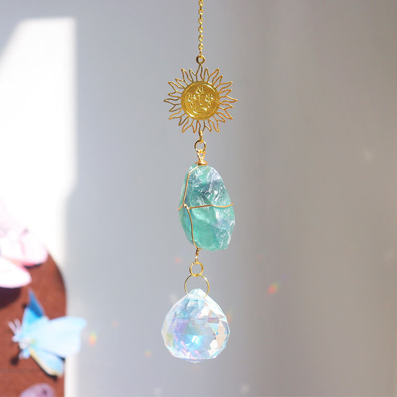 Olivenorma Healing Raw Stone Sun Catcher Hanging Ornament