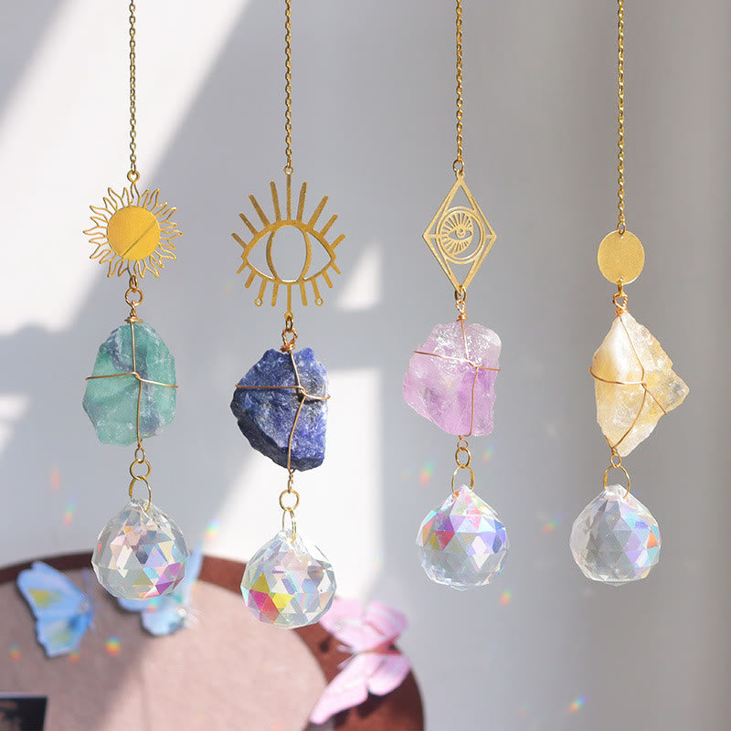 Olivenorma Healing Raw Stone Sun Catcher Hanging Ornament