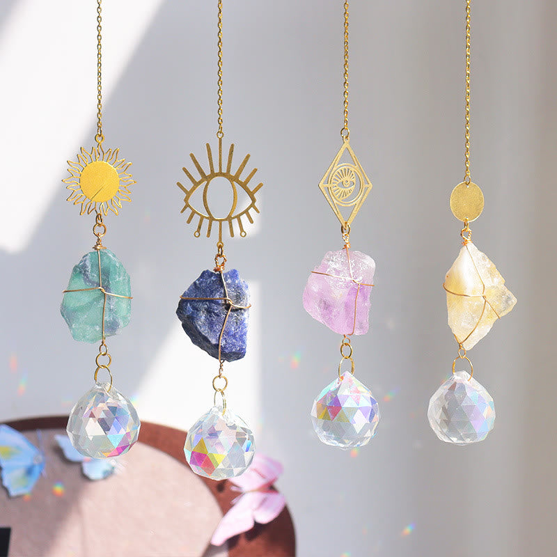 Olivenorma Healing Raw Stone Sun Catcher Hanging Ornament