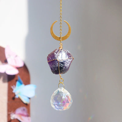 Olivenorma Healing Raw Stone Sun Catcher Hanging Ornament