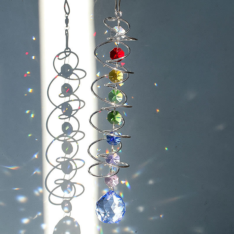 Olivenorma Facted Crystal Suncatcher Spiral Hanging Ornament