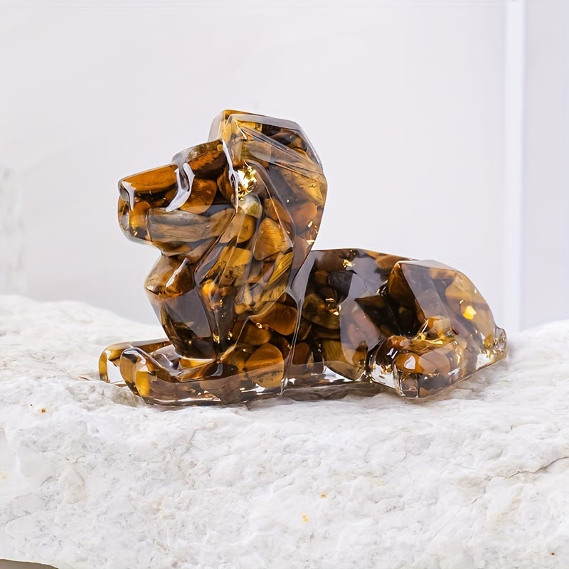 Olivenorma Natural Stone Lion Gemstone Decoration