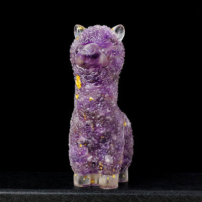 Olivenorma Natural Stone Alpaca Statue Gemstone Decoration