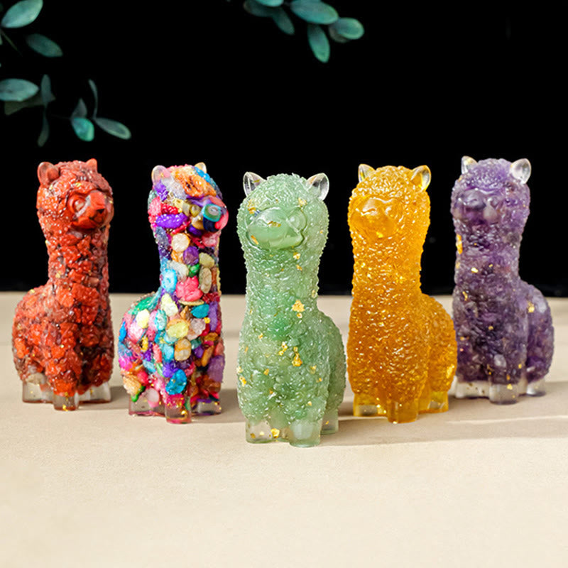 Olivenorma Natural Stone Alpaca Statue Gemstone Decoration