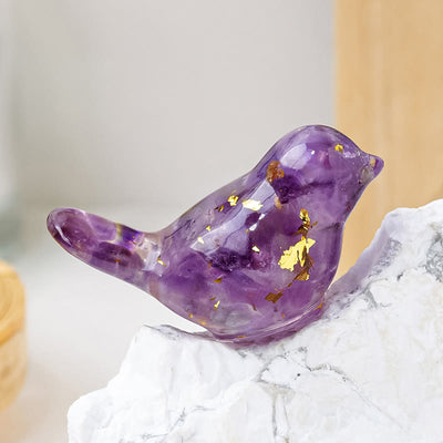 Olivenorma Natural Crystal Bird Sculpture Gemstone Decoration - Amethyst - image 1