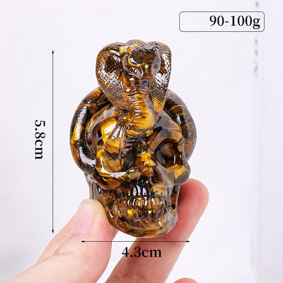 Olivenorma Real Stone Snake Skull Statue Gemstone Decoration