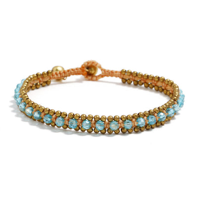 Olivenorma Natural Crystal Woven Beaded Anklet