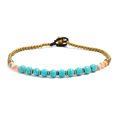 Olivenorma Boho Turquoise Foot Gem Beaded Anklet