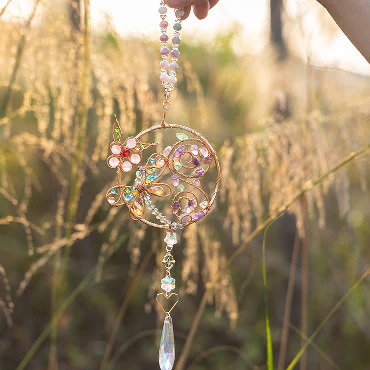 Olivenorma Natural Crystal Dragonfly Pendant Wind Chime