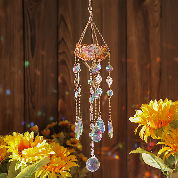 Olivenorma Gold Hollow Crystal Stand Wind Chime