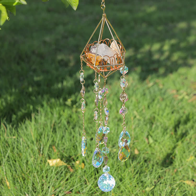 Olivenorma Gold Hollow Crystal Stand Wind Chime