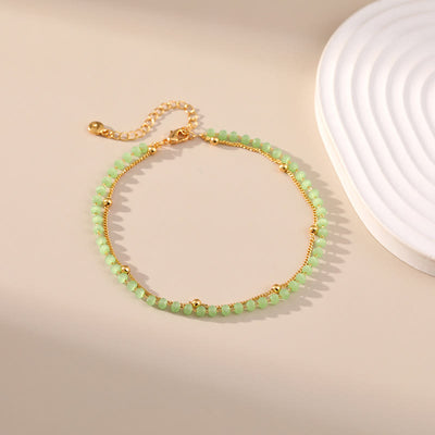 Olivenorma Natural Peridot Gold-Plated Beaded Anklet