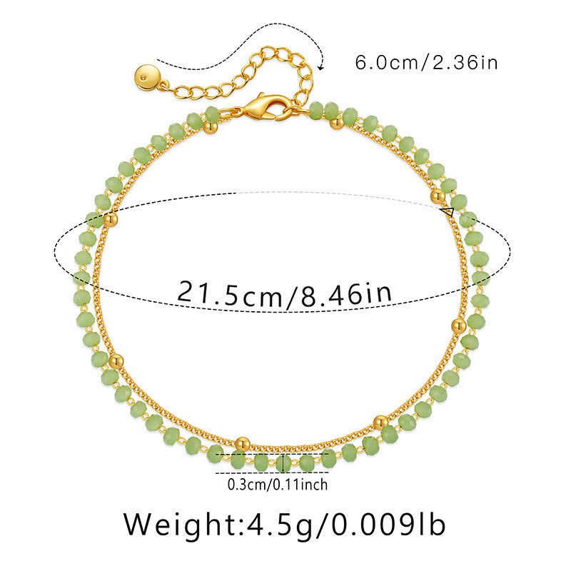 Olivenorma Natural Peridot Gold-Plated Beaded Anklet