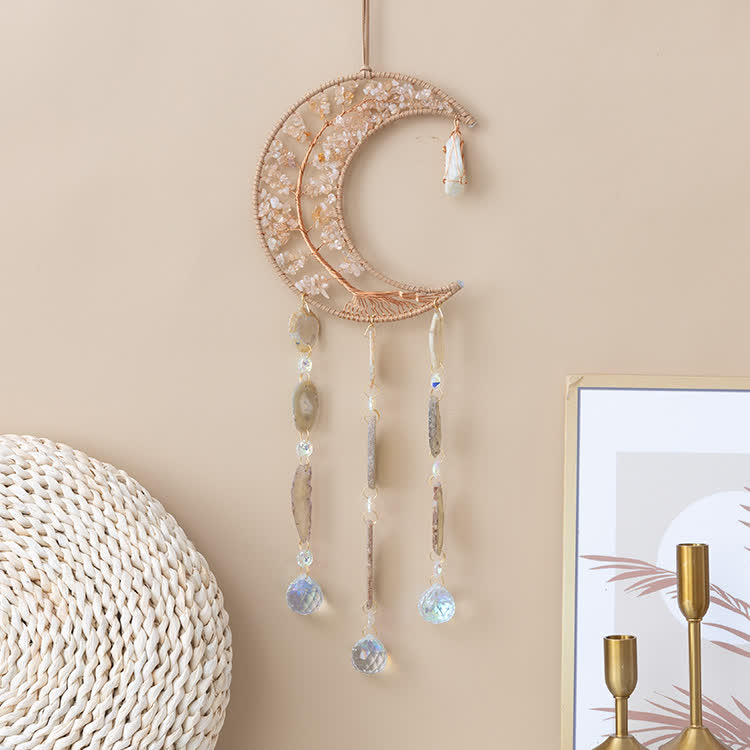 Olivenorma Citrine Gravel Tree of Life Moon Wind Chime