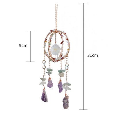 Olivenorma Natural Gravel Double Ring Suncatcher Pendant Wind Chime