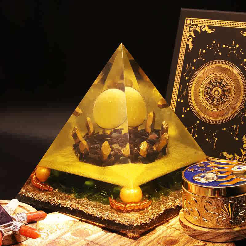 Olivenorma Yellow Jade Crystal Ball Orgone Pyramid