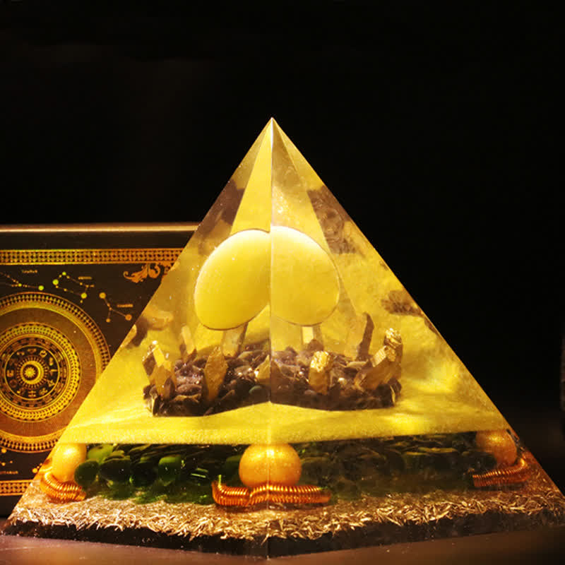 Olivenorma Yellow Jade Crystal Ball Orgone Pyramid