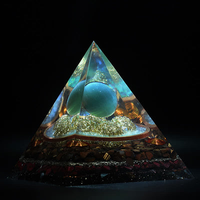 Olivenorma 14cm Blue Cat's Eye Stone Orgone Pyramid