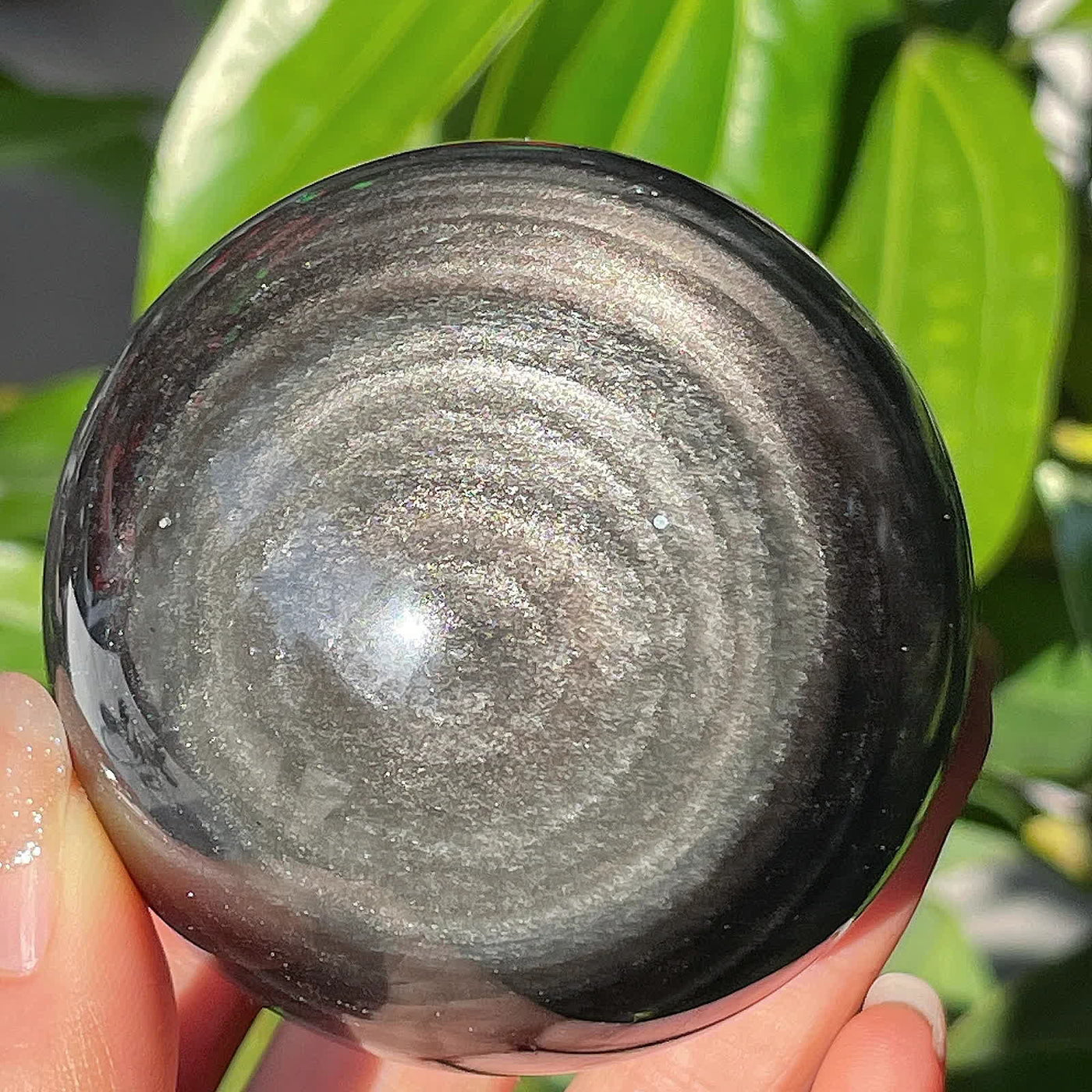 Olivenorma Natural Silver Obsidian Crystal Sphere