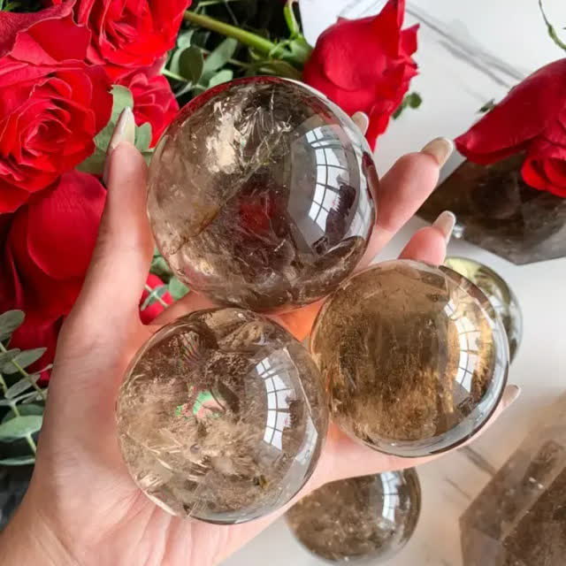 Olivenorma Natural Smoky Quartz Crystal Sphere