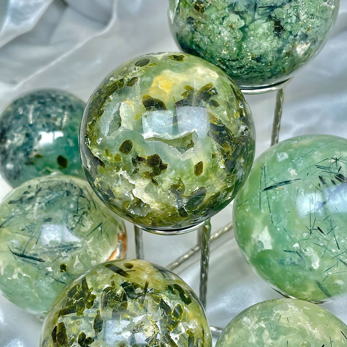 Olivenorma Natural Prehnite Crystal Sphere