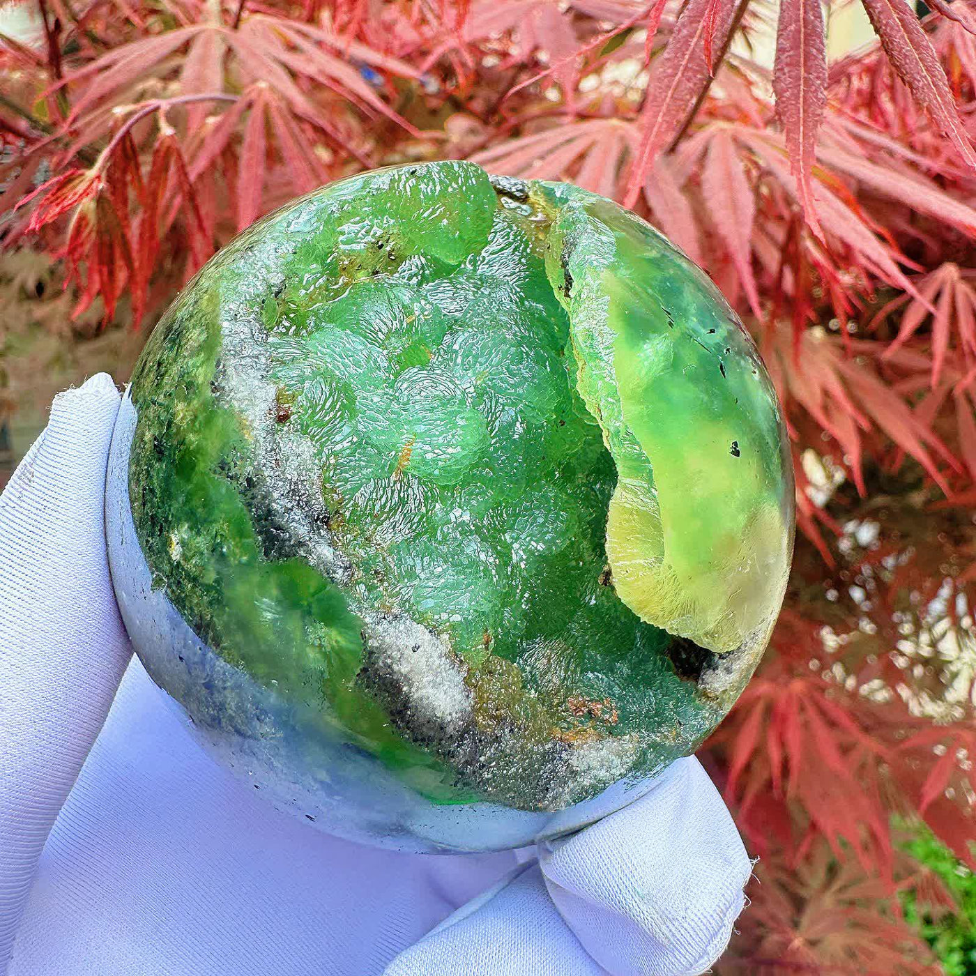 Olivenorma Natural Prehnite Crystal Sphere