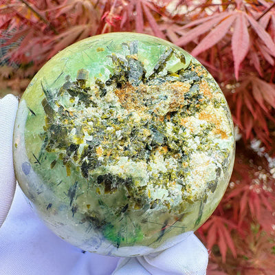 Olivenorma Natural Prehnite Crystal Sphere