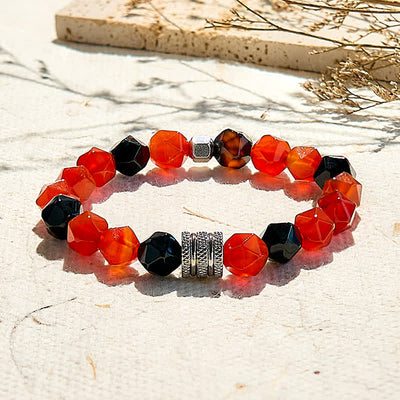 Olivenorma Natural Black Onyx Carnelian Beaded Bracelet