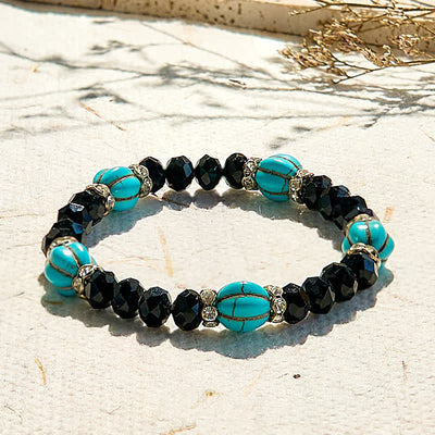 Olivenorma Pumpkin Shape Turquoise Obsidian Beaded Bracelet