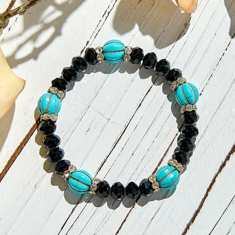 Olivenorma Pumpkin Shape Turquoise Obsidian Beaded Bracelet