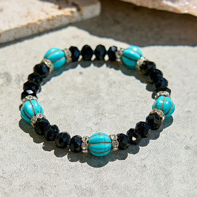 Olivenorma Pumpkin Shape Turquoise Obsidian Beaded Bracelet