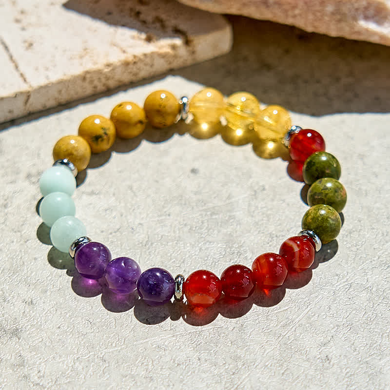 Olivenorma 8mm Five Natural Stone Beaded Bracelet