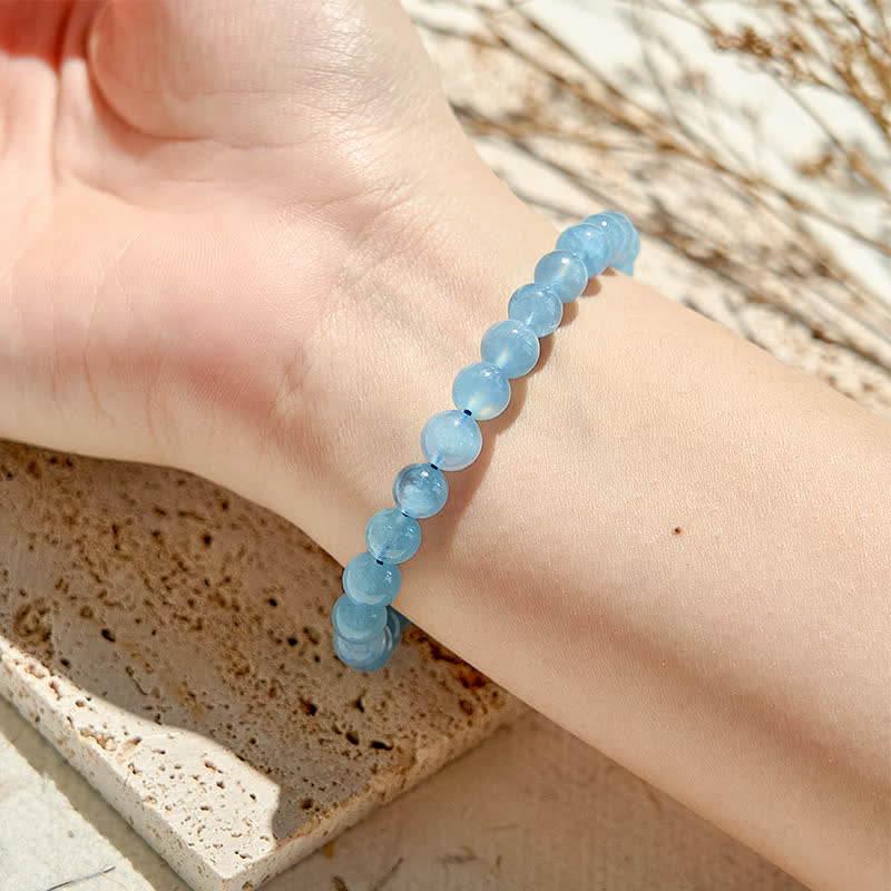 Olivenorma 7-14mm Natural Aquamarine Beaded Bracelet