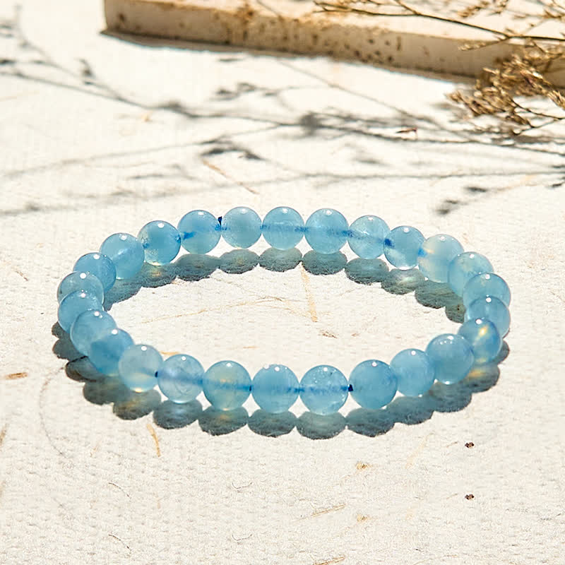 Olivenorma 7-14mm Natural Aquamarine Beaded Bracelet