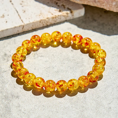 Olivenorma Natural Flower Amber Beaded Bracelet